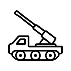 Fototapeta premium anti-aircraft gun line icon vector on white background Vector gun icon on white background