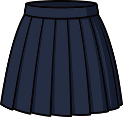 制服の紺のスカートのイラスト