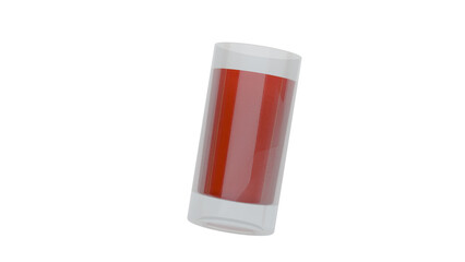 3D Render a red liquid in a clear glass on a white background