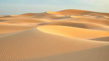 Death Valley and Sahara Desert's hot, dry, arid sand dunes are natural, wild adventure landscapes under a fiery sunset sky