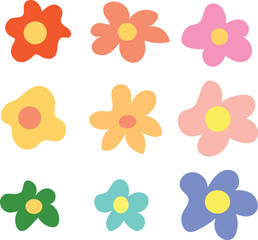 Cute styliized simplify flower graphic vibrant pattern minimal artwork vector
