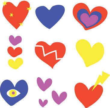 Decorative graphic heart with vibrant color and cool style icon vector sheet 