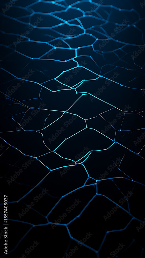 Poster abstract dark blue network mesh interconnected lines nodes digital technology pattern background ima