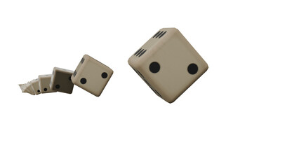 3D Render two dice are flying in the air