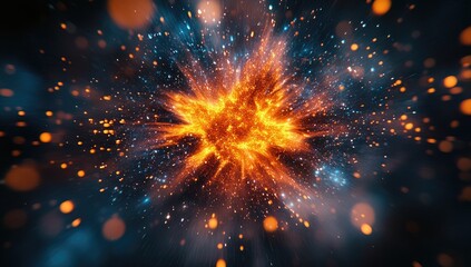 Obraz premium Explosive burst of orange and blue sparks