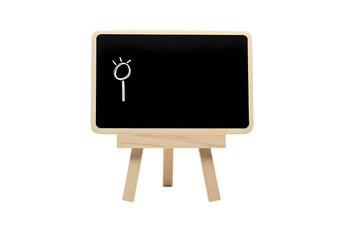 Miniature Chalkboard Easel with Simple Sketch isolated on transparent background