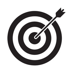 Icon of target with arrow hitting center symbolizing success and goal achievement in business