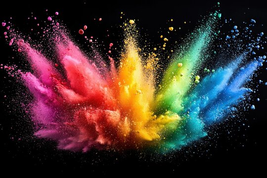 Colorful powder explosion on black background - Powered by Adobe