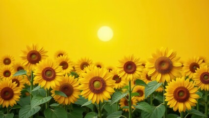 Fototapeta premium Radiant Sunflowers Basking in Golden Hour Light, a Vibrant Display of Nature's Beauty