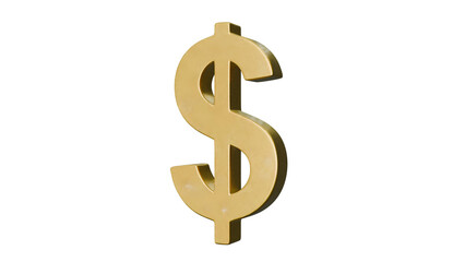 3D Render a golden dollar sign on a white background