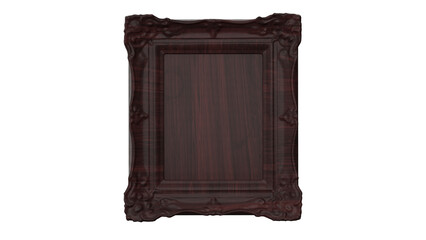 3D Render a picture frame with a wooden frame on a white background