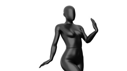 3D Render a black mannequin with a hand up