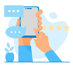 Concept of satisfaction service, rating and comments. Illustration of satisfaction rating.