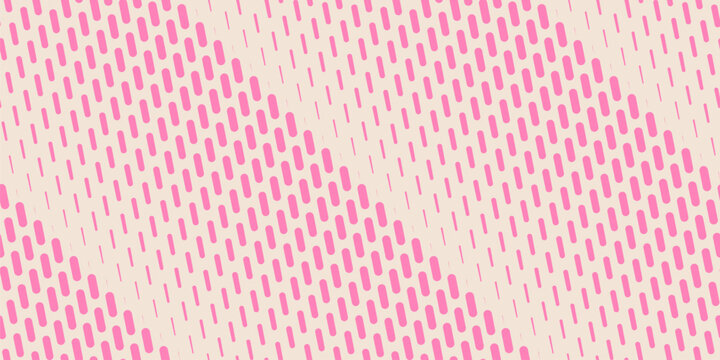 Vector halftone seamless pattern with diagonal dash lines, fading stripes.  Hot pink and beige texture with gradient transition effect. Extreme sport style background. Trendy abstract sporty design
