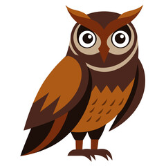 Obraz premium Cute cartoon owl .Suitable for educational poster, logo, children's books and encyclopedias. Isolated vector illustration on white background. Side view.