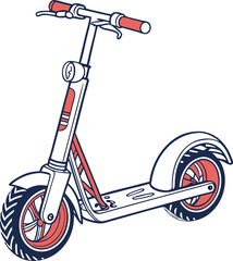 A vibrant line art illustration of a modern electric scooter.