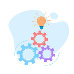 Teamwork concept. Gear and light bulb illustration.