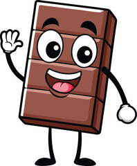 Happy chocolate bar character waving hello