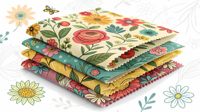Floral print beeswax food wraps reusable eco friendly sustainable kitchen storage alternative one hundred percent