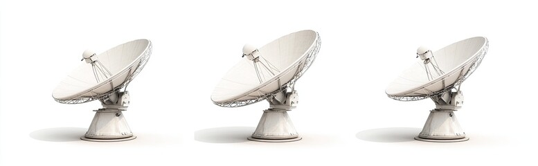 Three large white satellite dishes