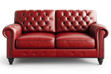 Fototapeta premium Red leather Chesterfield sofa