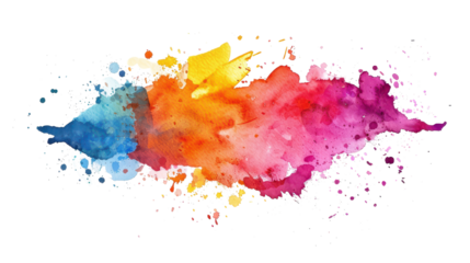 rainbow colorful ink splashes spot isolated on white or transparent png