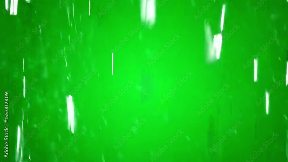 Poster dynamic green screen with falling white particles for visual effects