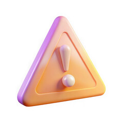 3d warning sign with exclamation mark isolated on transparent background