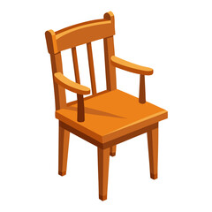 Illustration of an Isolated Wooden Chair on a White Background Suitable for Various Design Projects