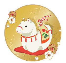 かわいい馬の土鈴のイラスト、午年の年賀状素材