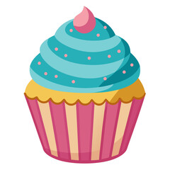 Isolated Cupcake Illustration with Sprinkles on a White Background for Graphic Design Projects