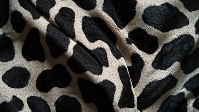 A black blanket with a zebra print design.