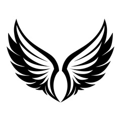Obraz premium Elegant Bird Wing Sketch Silhouette Vector Illustration Angel Wings Icon with Detailed Feather Design