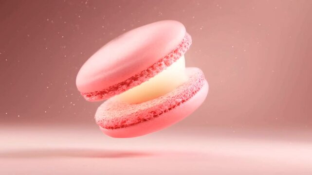 pink macaroon on a white background
