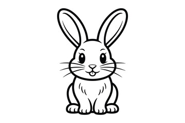 Fototapeta premium Black and white cartoon rabbit illustration on white background
