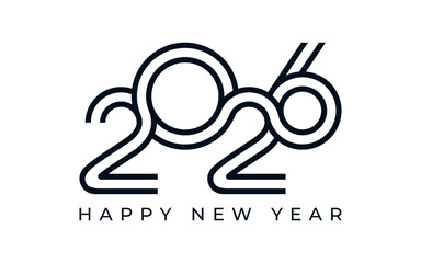 Obraz premium 2026 Happy New Year design vector illustration. Unique 2026 logo design template.