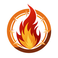 Burning Circle Flame Frame Design Featuring Fire and Flames in a Circular Border Style