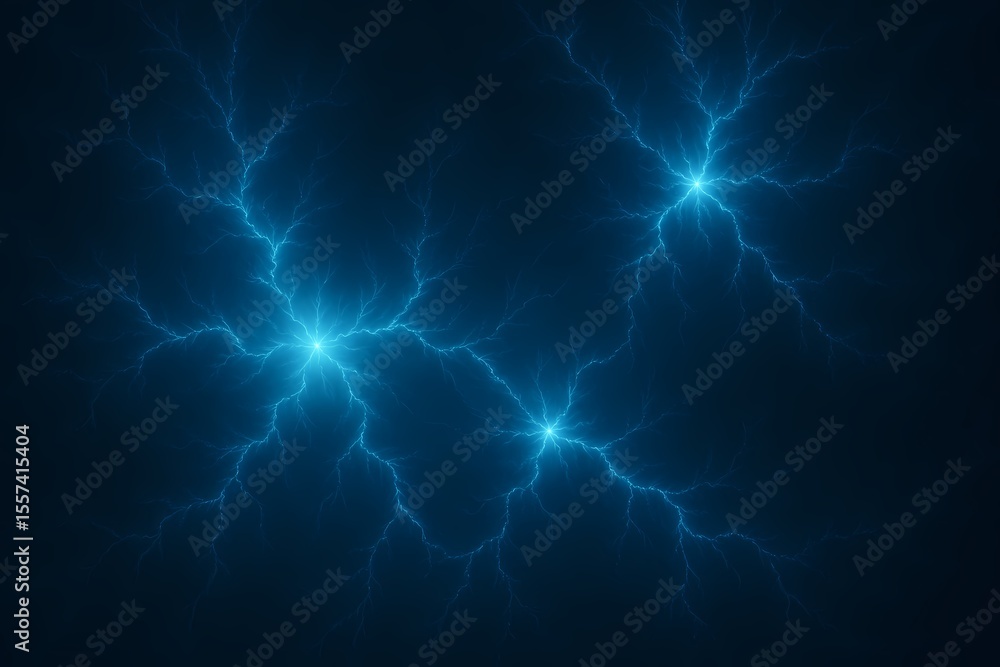 Wall mural blue fractal lightning pattern, fractal art element