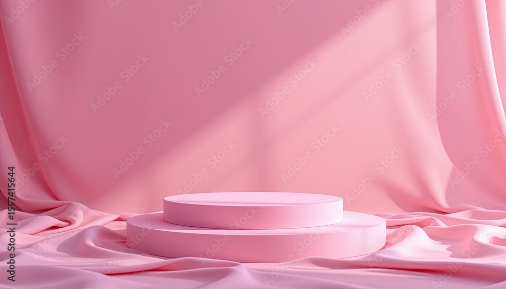 Aufkleber pink background with round platforms for display and presentation