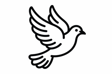 Obraz premium Black and white dove illustration in flight on white background 1