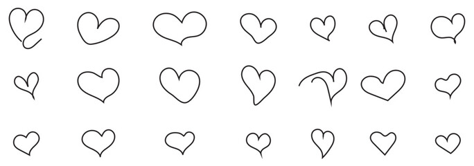 Collection of elegant single line drawing hearts in various artistic styles