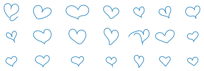 Heart doodles collection. Hand drawn hearts for romantic and love design.