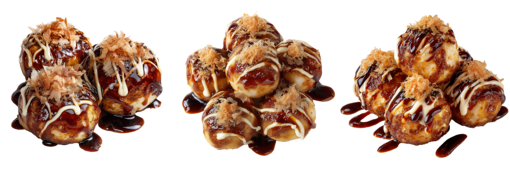 Delicious takoyaki balls japanese street food urban market close-up