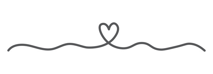 Black and white heart clipart, hand drawn doodle heart continuous one line drawing, love sign, symbol, heart shape, line art, outline, vector background, border, valentines day, wedding, heart month