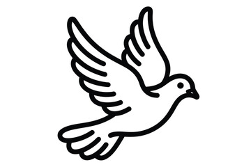 Obraz premium Black and White Dove Illustration in Flight on White Background