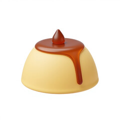 A high-quality 3D rendering of a delicious custard dessert. It showcases the intricate details of the dessert, with a glossy chocolate sauce and a vibrant cherry on top.