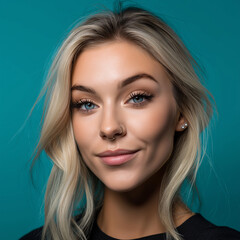 Naklejka premium Porträt einer attraktiven blonden Frau mit perfektem Styling und natürlichem Makeup