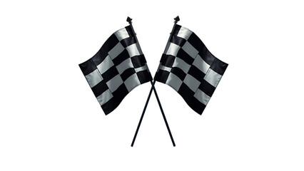 Two crossed checkered racing flag isolated on transparent background