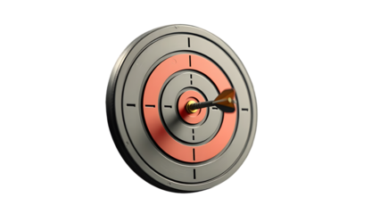 Target with arrow icon dart on target 3d rendering isolated on transparent background Cut out