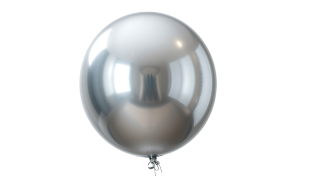 Silver balloon isolated on transparent background